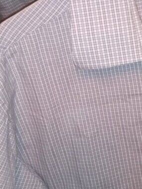 michael kors striped 100% cotton long sleeve gray/white 17.5 shirt
